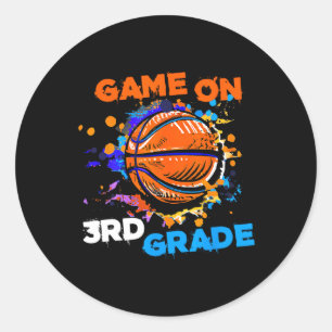 Basketball Game On 3rd Grade 1st Day Of School Tea Classic Round Sticker
