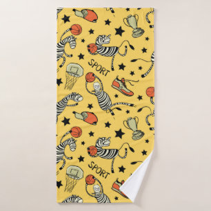 Basketball game seamless pattern with doodle cute bath towel