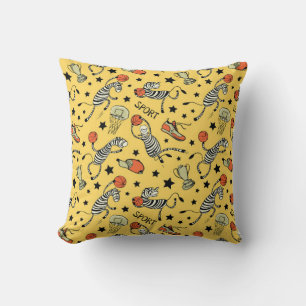 Basketball game seamless pattern with doodle cute cushion
