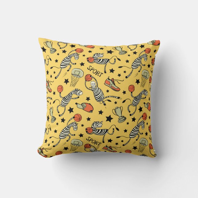 Basketball game seamless pattern with doodle cute  cushion (Front)