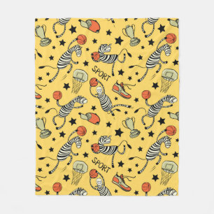 Basketball game seamless pattern with doodle cute fleece blanket
