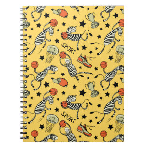 Basketball game seamless pattern with doodle cute notebook
