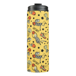 Basketball game seamless pattern with doodle cute thermal tumbler
