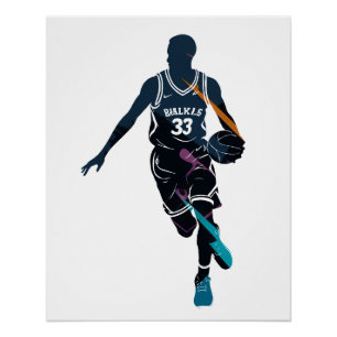 Basketball Game Sport Challenge Silhouette Style Poster