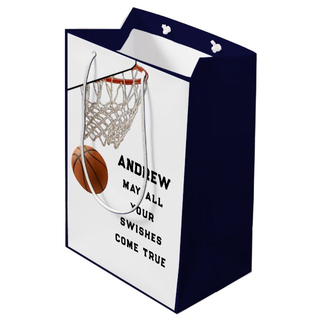 Basketball Gift Medium Gift Bag (Back Angled)