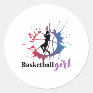 Basketball Girl  Classic Round Sticker