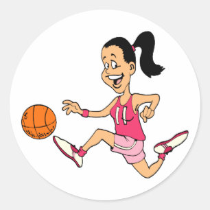 Basketball Girl Classic Round Sticker