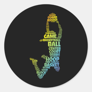 Basketball Girl Classic Round Sticker