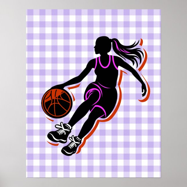 Basketball Girl Dribbling Poster (Front)