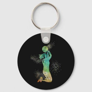Basketball Girl Getting Points Key Ring