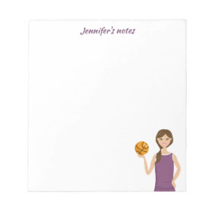 Basketball Girl Illustration & Custom Title Notepad