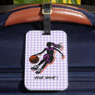 Basketball Girl Personalised Luggage Tag