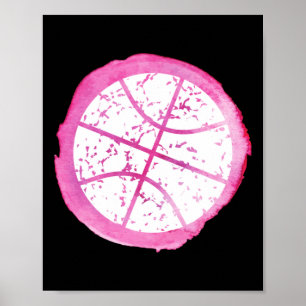 Basketball Girl Pink Watercolor Poster