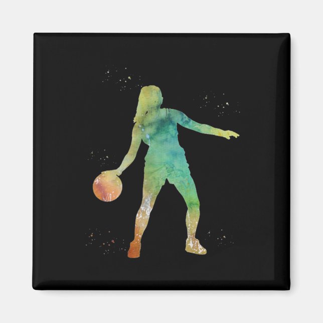 Basketball Girl Playing  Magnet (Front)