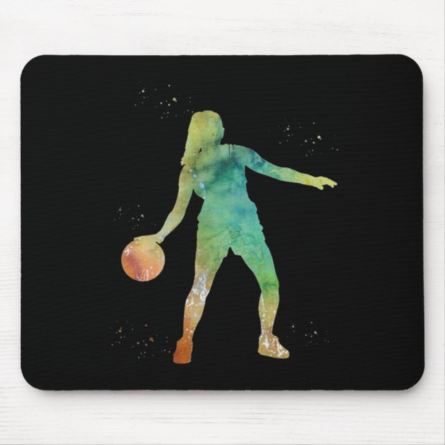 Basketball Girl Playing  Mouse Pad (Front)