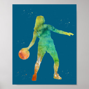 Basketball Girl Playing Poster