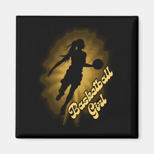 Basketball Girl Shadow In The Rays Magnet