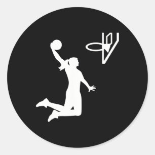 Basketball girl woman  classic round sticker