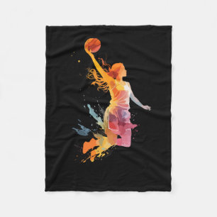 Basketball Girl Women Girls Fleece Blanket