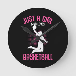 Basketball Girl Women Round Clock