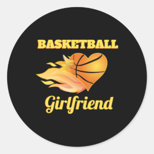 Basketball Girlfriend Fiery Heart Basketball Gift Classic Round Sticker