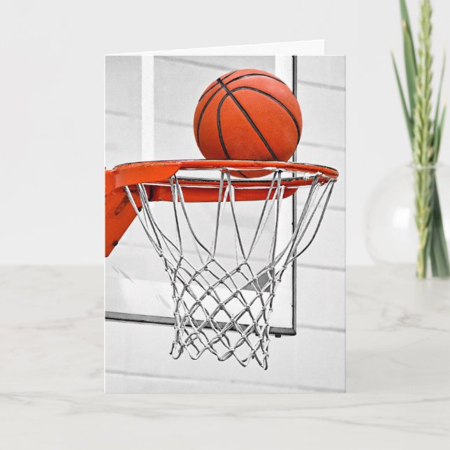 Basketball Going Into the Net Thank You Card (Front)