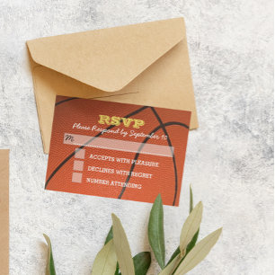 Basketball Gold Bar Mitzvah RSVP Card