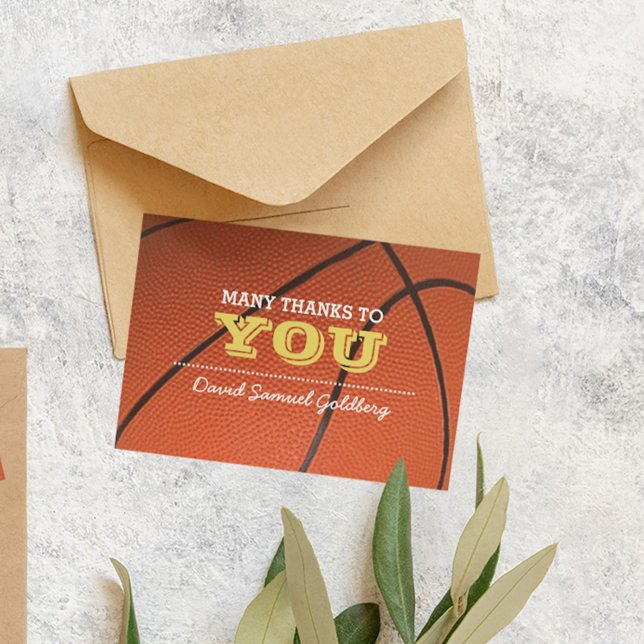 Basketball Gold Bar Mitzvah Thank You Note (Creator Uploaded)