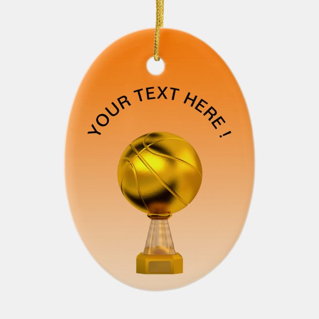 Basketball Gold Trophy Ceramic Tree Decoration (Front)