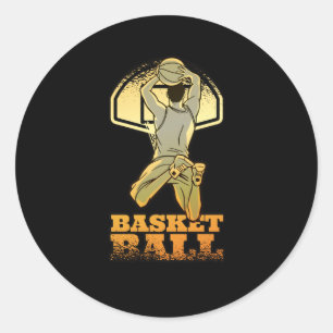 Basketball Gold W Classic Round Sticker