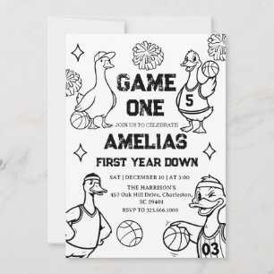 Basketball Goose 1st Birthday American Sports Invitation