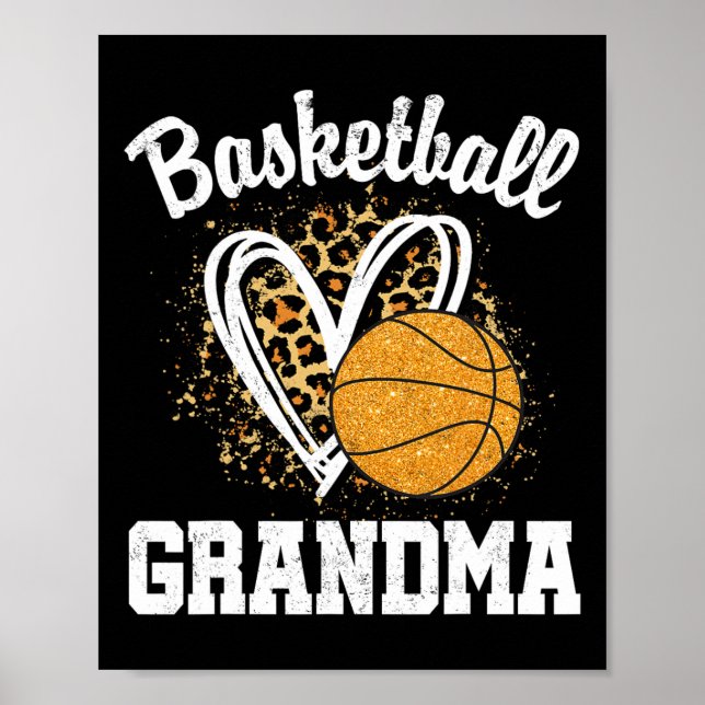 Basketball Grandma Leopard Heart  Poster (Front)