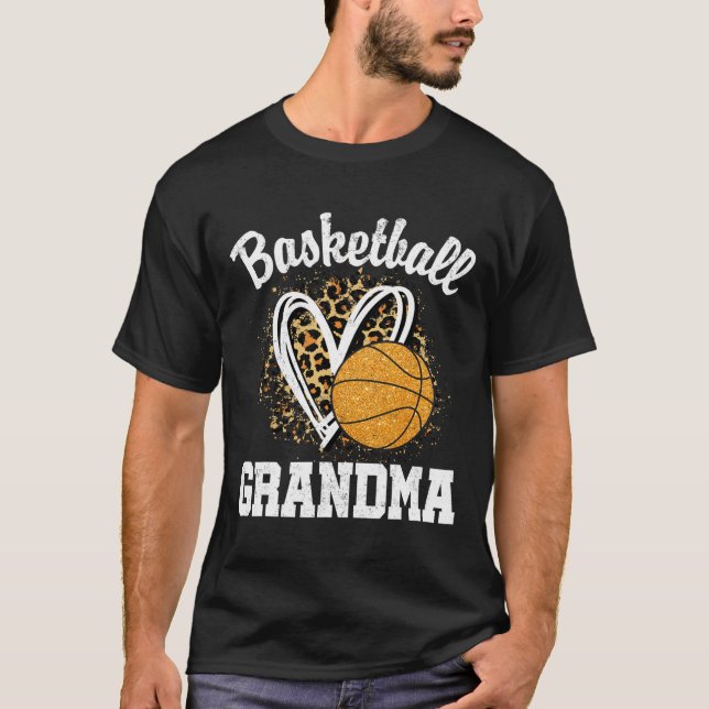 Basketball Grandma Leopard Heart  T-Shirt (Front)