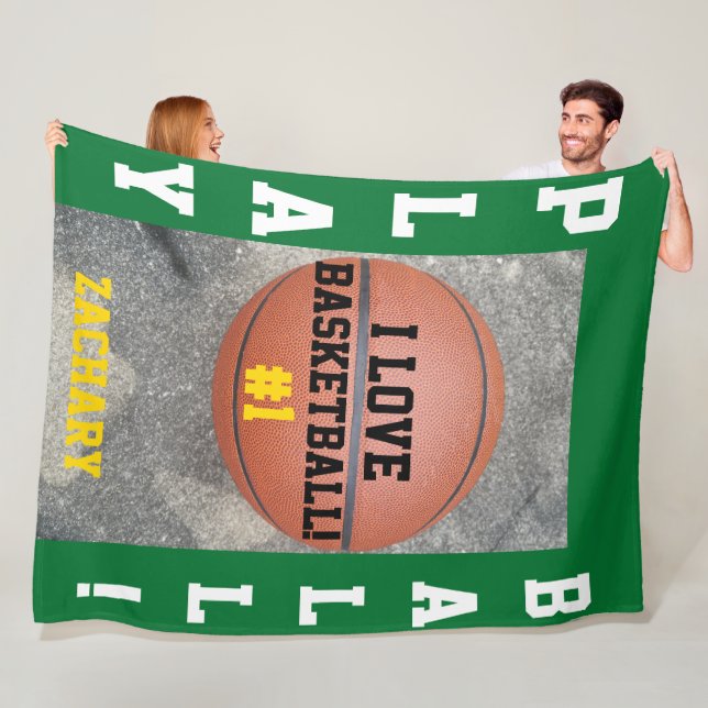 Basketball Green Name Fleece Blanket (In Situ)