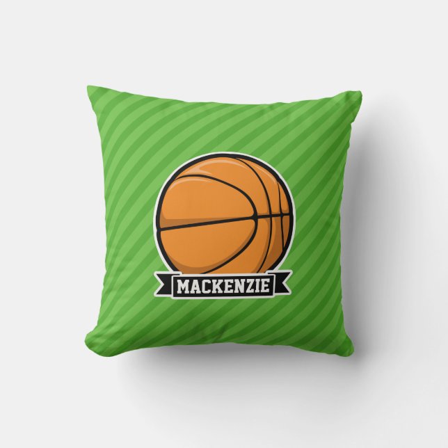 Basketball; Green Stripes Cushion (Front)