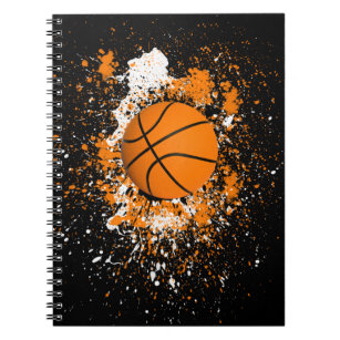 Basketball Grunge Paint Splatter Orange Black Cool Notebook