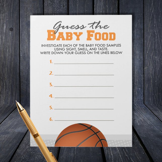 Basketball Guess The Baby Food Game Answer Pack Notepad (Guess the Baby Foot Basketball Baby Shower Game Pack of 40 Games)