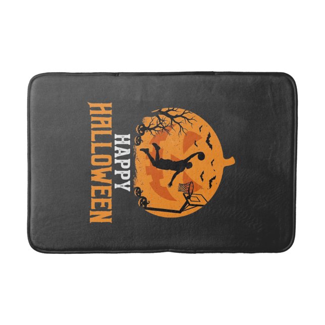 Basketball Halloween Dunk Pumpkin Design_1 Bath Mat (Front)