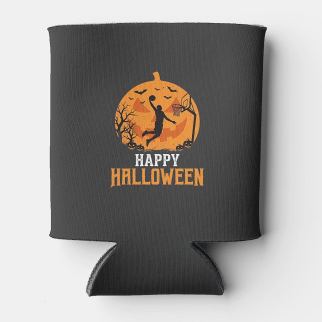 Basketball Halloween Dunk Pumpkin Design_1 Can Cooler (Front)