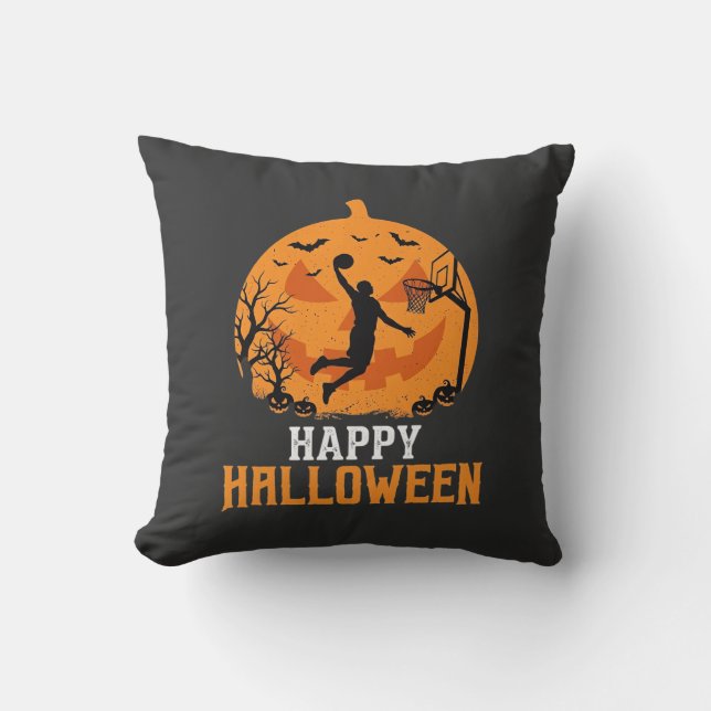 Basketball Halloween Dunk Pumpkin Design_1 Cushion (Front)