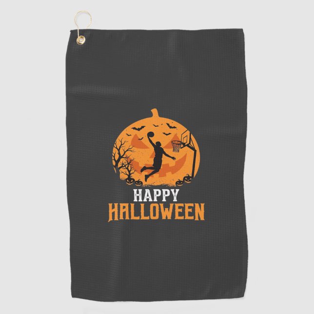 Basketball Halloween Dunk Pumpkin Design_1 Golf Towel (Front)