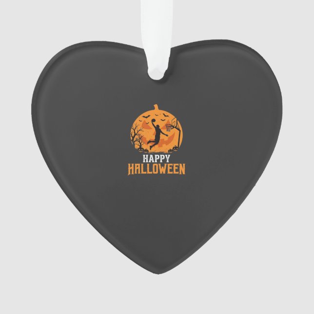 Basketball Halloween Dunk Pumpkin Design_1 Ornament (Front)