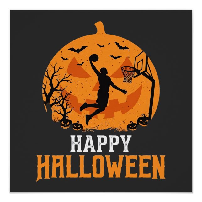 Basketball Halloween Dunk Pumpkin Design_1 Poster (Front)