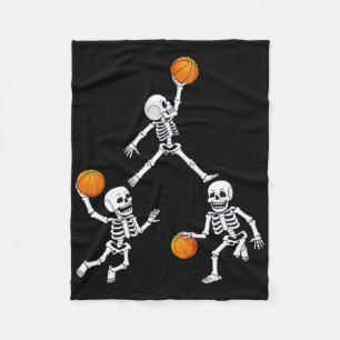 Basketball Halloween Skeleton Dunking Dribble Boys Fleece Blanket