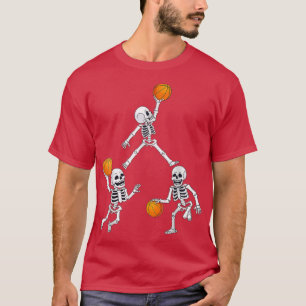 Basketball Halloween Skeleton Dunking Dribble Boys T-Shirt