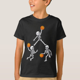 Basketball Halloween Skeleton Dunking Dribble Boys T-Shirt