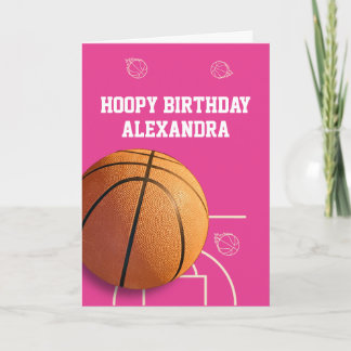 Basketball Happy Birthday Card Sports Funny Pink