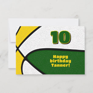 basketball happy birthday green gold team colours card