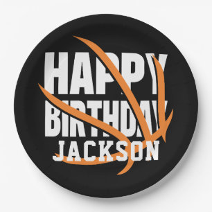 Basketball Happy Birthday Personalised Paper Plate