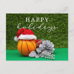 Basketball Happy Holidays with ball for Player     Holiday Postcard